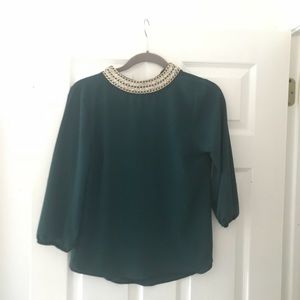 Green 3/4 length sleeves shirt